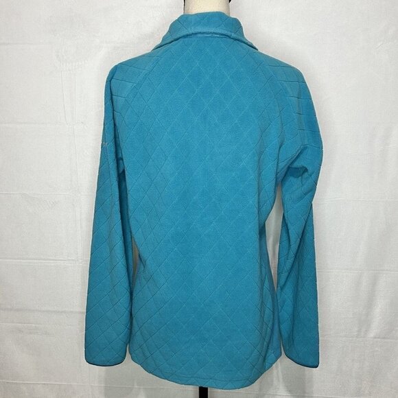 Columbia Women’s Size L Fleece 1/4 Zip Pullover Teal Quilted Lightweight - Picture 8 of 8